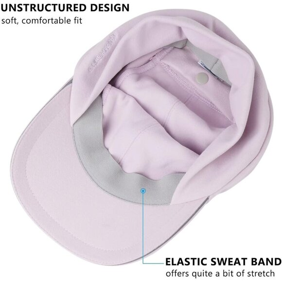 〽️Women\'s Purple Winter Reflective Fleece Ponytail Hat with Ear Warmers